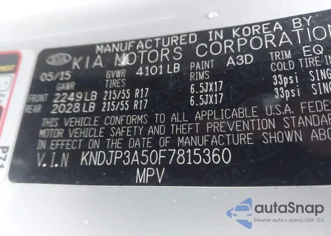 2015 Kia Soul + из США, поврежденный, VIN KNDJP3A50F7815360